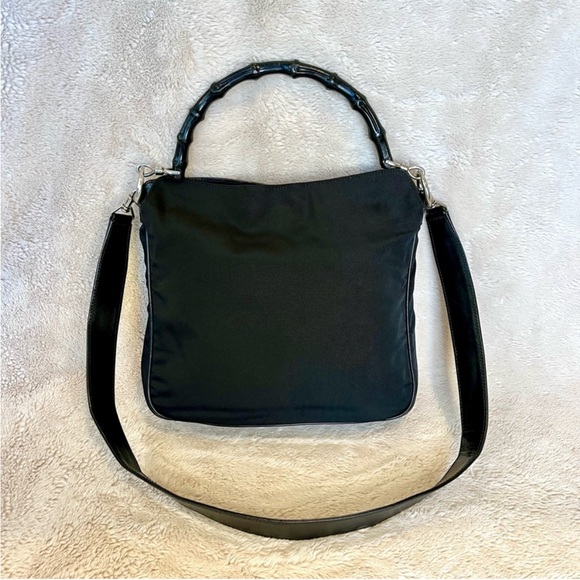 Gucci Bamboo Black Nylon Vintage 2-Way Shoulder Bag - Picture 5 of 16